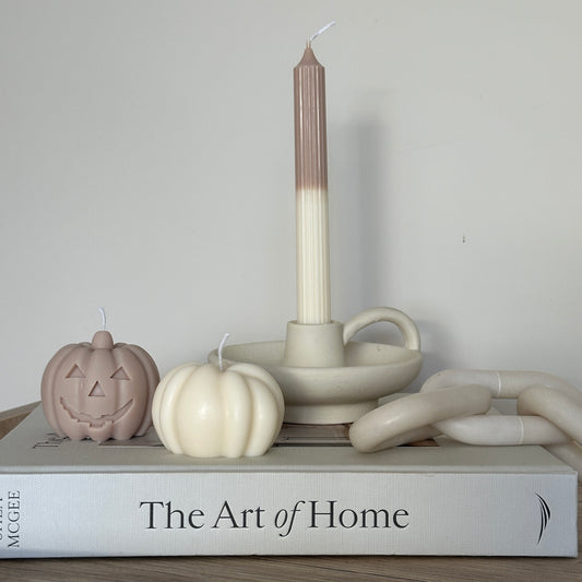 Dinner Date - Ombre Beige Cream Pillar Candle