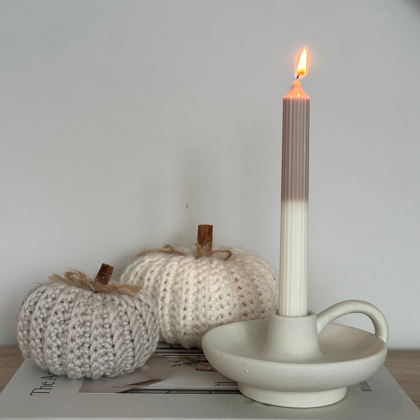 Dinner Date - Ombre Beige Cream Pillar Candle