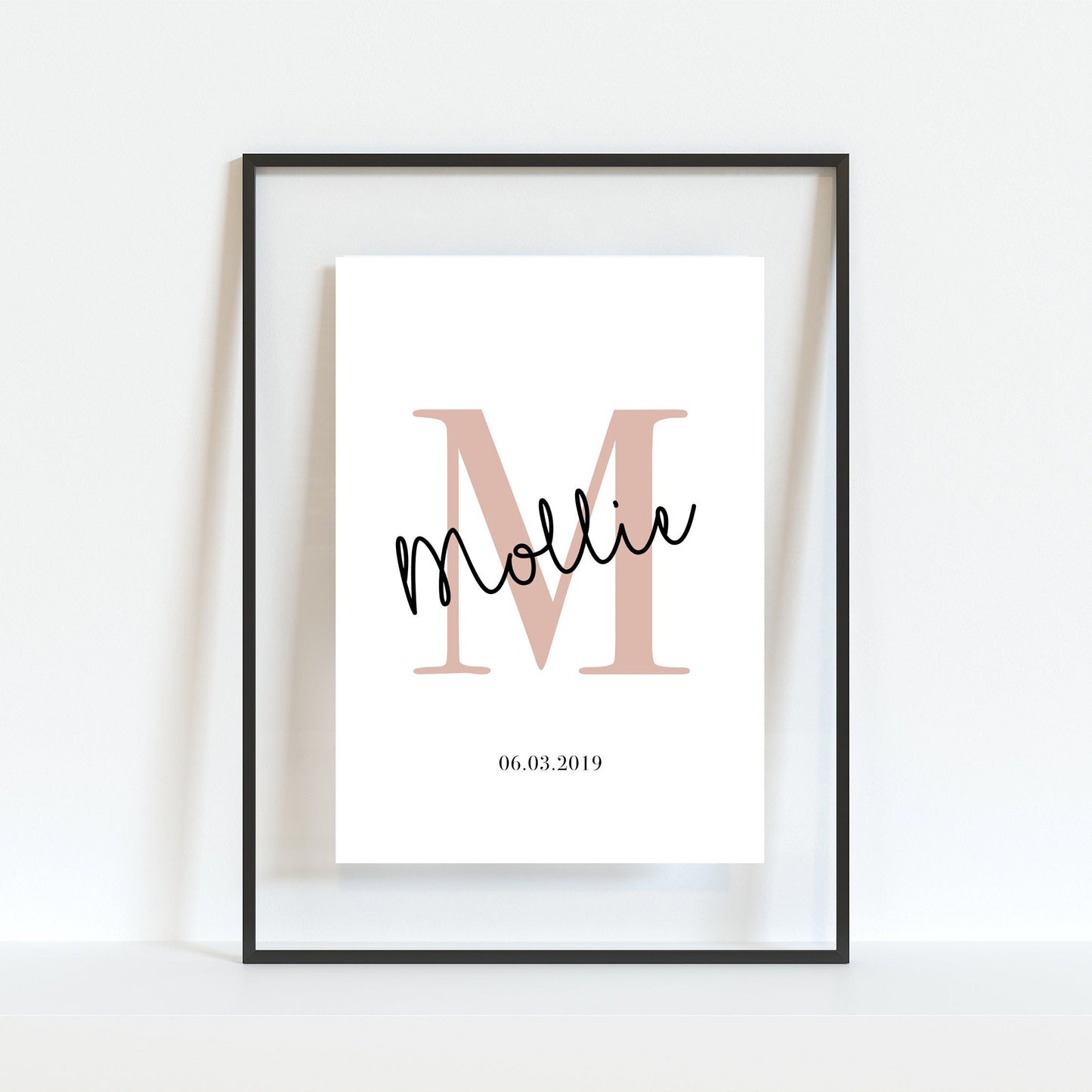 Girls Initial Date Of Birth Print