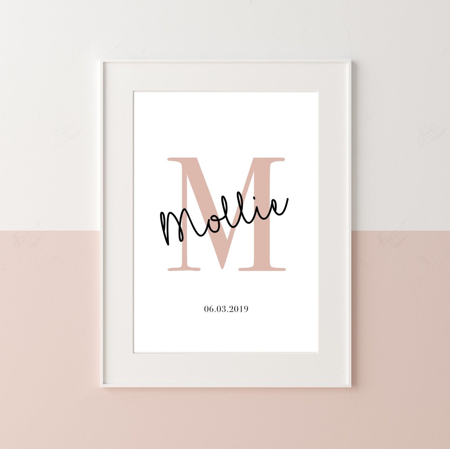 Girls Initial Date Of Birth Print