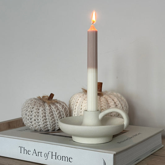 Dinner Date - Ombre Beige Cream Pillar Candle