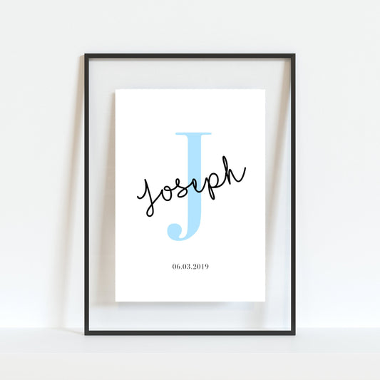 Boys Initial Date Of Birth Print